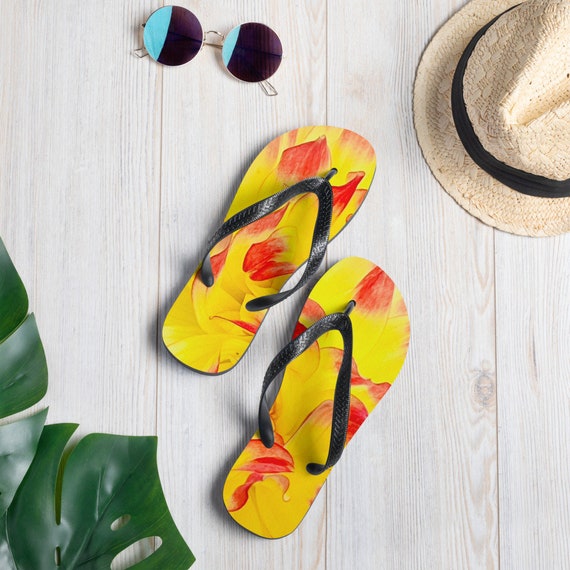 Yellow Flower Flip flops Etsy
