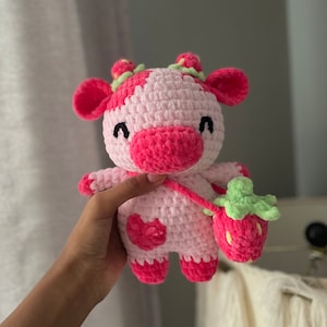 Crochet Strawberry Cow | Amigurumi Cow| Cow Plush| Strawberry Cow Plush | Strawberry Plush