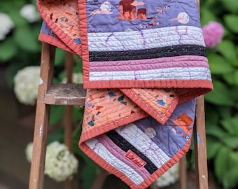 Home On the Range Wholecloth Baby Quilt - handmade modern baby quilt – indie baby quilt – animal baby quilt – baby blanket