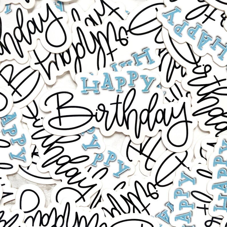 Glossy Vinyl Sticker Happy Birthday Etsy