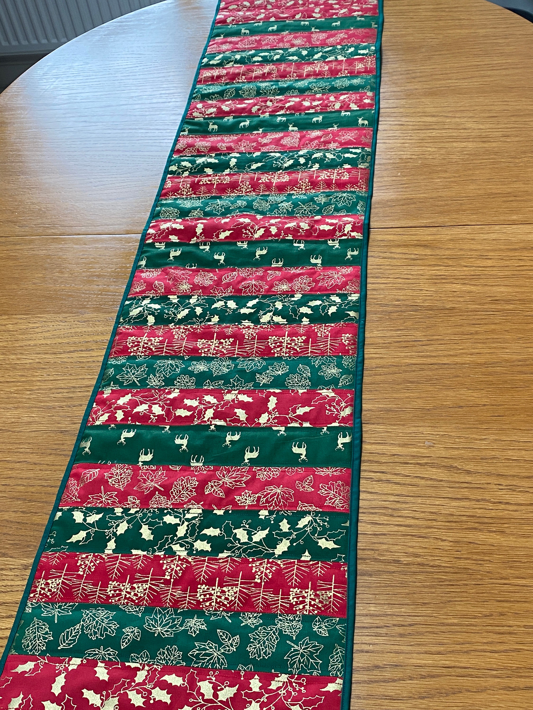 Red & Green Christmas table runner Etsy