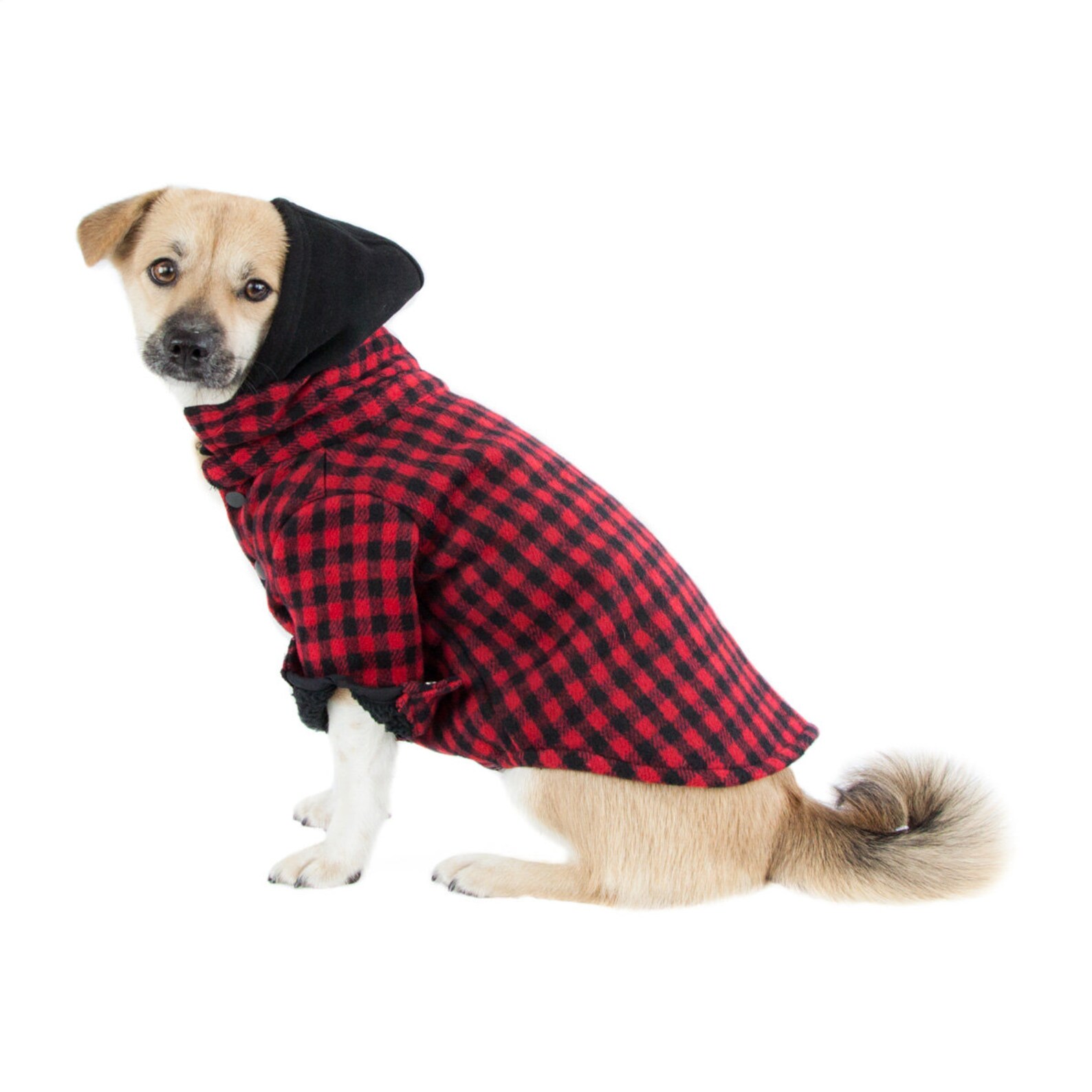 Buffalo Plaid Dog Hoodie in Red // Dog Coat // Dog Jacket // Dog