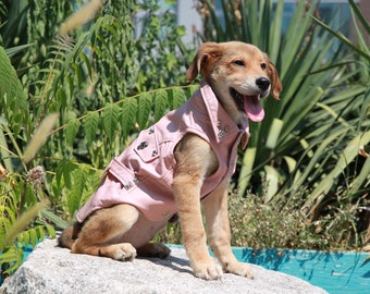 Faux Leather Dog Biker Vest // dog jacket // dog clothes // pet costume // dog fashion // gift for dogs // holiday gift // leather jacket