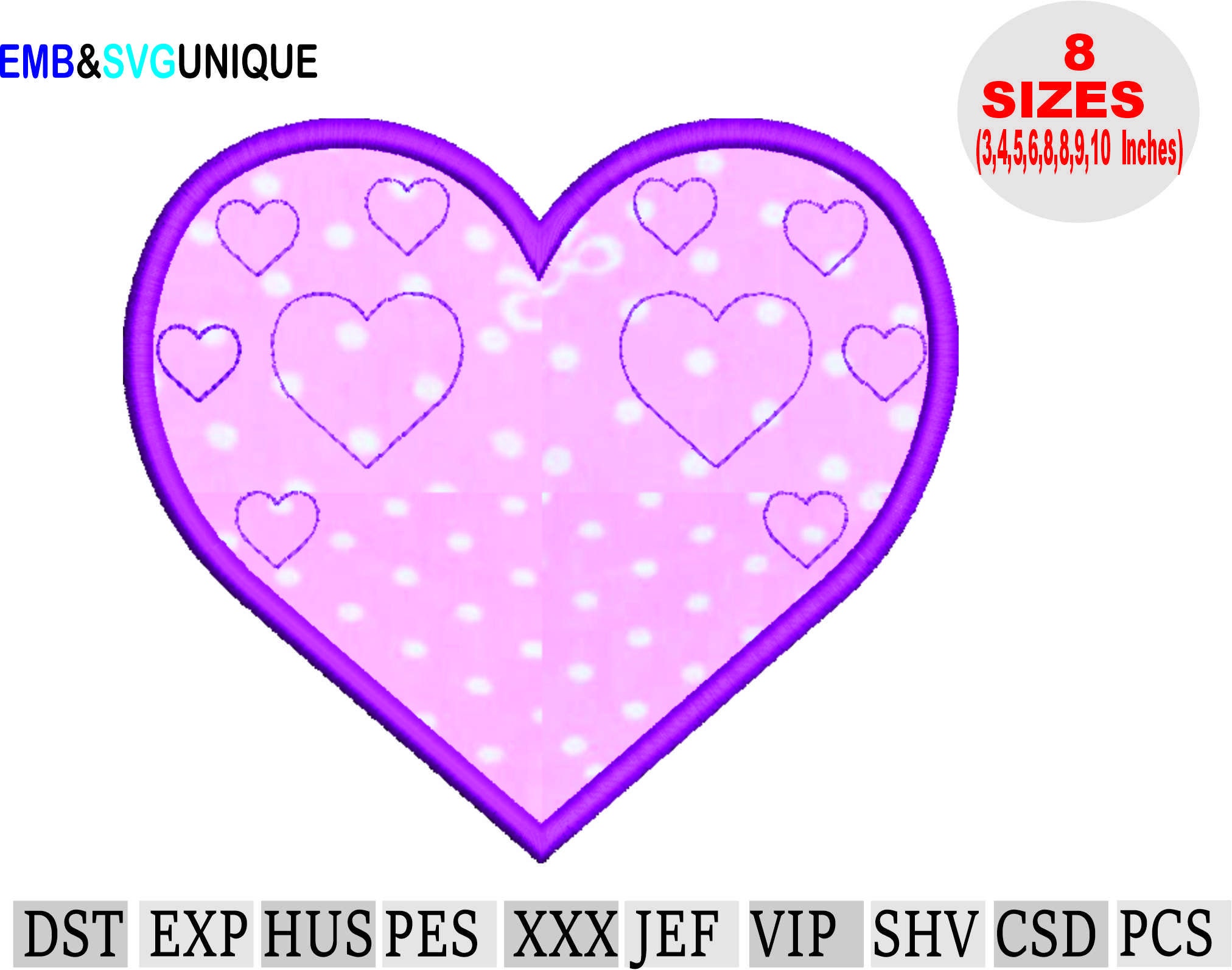 Heart embroidery desing valentine day applique designs love | Etsy