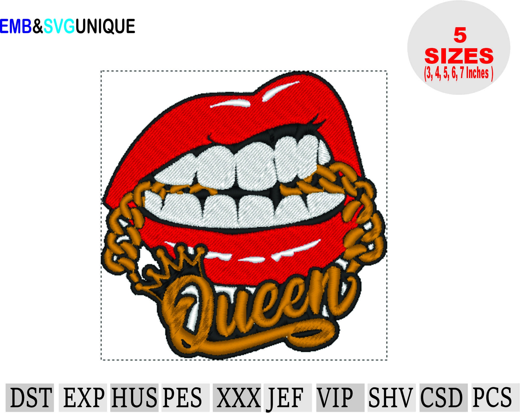 Lips quuen embroidery lips embroidery design queen Etsy