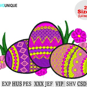 easter eggs decorative embroidery design, easter, easter bunny embroidery design, filled stitch, happy easter embroidery design,, 3 sizes