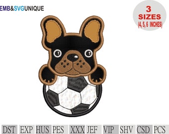 Soccer Ball embroidery design, sport embroidery desing, applique embroidery, Sport Embroidery Design. bulldog embroidery pattern