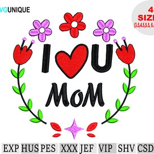 i love mom applique, machine embroidery mothers day embroidery designs, mother embroidery, instant download