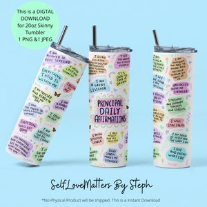 Principal Tumbler Wrap PNG Principal Daily Affirmations Tumbler PNG Principal Appreciation Gift Skinny Tumbler PNG Straight Tumbler Template