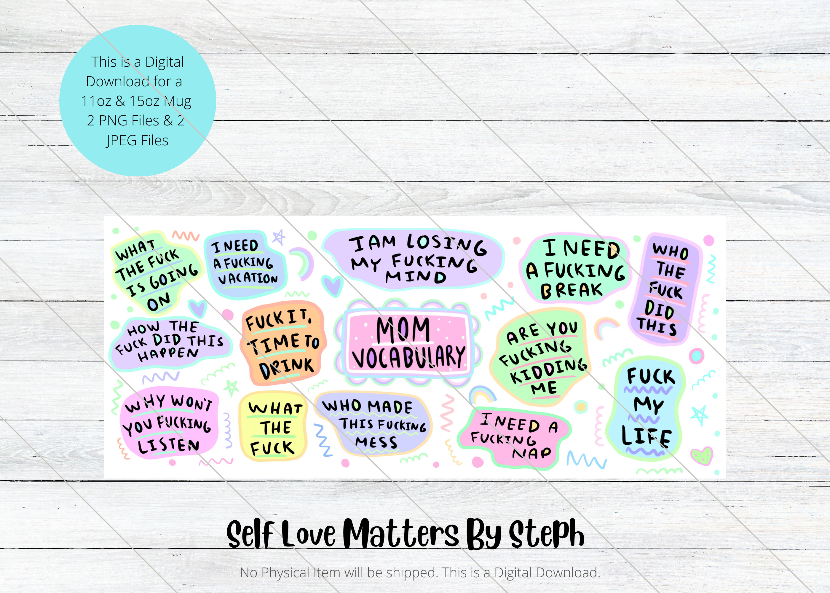 Mom Vocabulary Mug PNG 11oz Mug Png File Funny Mug Wrap Etsy UK