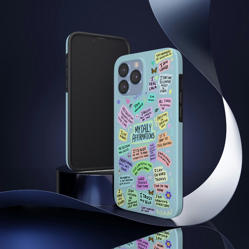 Daily Affirmations Phone Case, Trendy iPhone Case, Trendy iPhone 14 Case Quote Phone Case Aesthetic iPhone 13 Case Trendy Mental Health Gift image 2