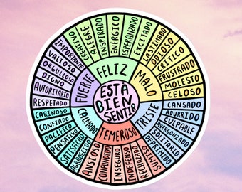 Spanish Feelings Wheel, Feelings Wheel Sticker, Mental Health Vinyl Sticker, Emotions Wheel Sticker Wheel Of Emotions Stickers For Therapist