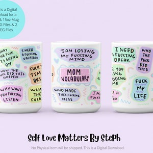 Mom Vocabulary Mug PNG, 11oz Mug Png File, Funny Mug Wrap, Sublimations for mugs, Mug templates, Mom Digital Download Funny Mothers Day Gift