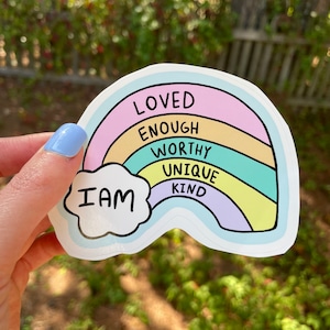 Afirmações positivas, adesivo de vinil arco-íris, adesivo de saúde mental, adesivo de citação positiva, adesivo para laptop, adesivo de ansiedade, saúde mental