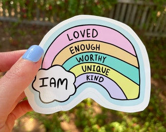 Positive Affirmationen, Regenbogen Vinyl Sticker, Mental Health Sticker, Positive Quote Sticker, Laptop Sticker, Angst Sticker, Mental Health