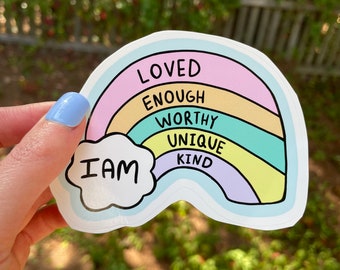 Positive Affirmations, Rainbow Vinyl Sticker, Mental Health Sticker, Positive Quote Sticker, Laptop Sticker, Anxiety Sticker, Mental Health