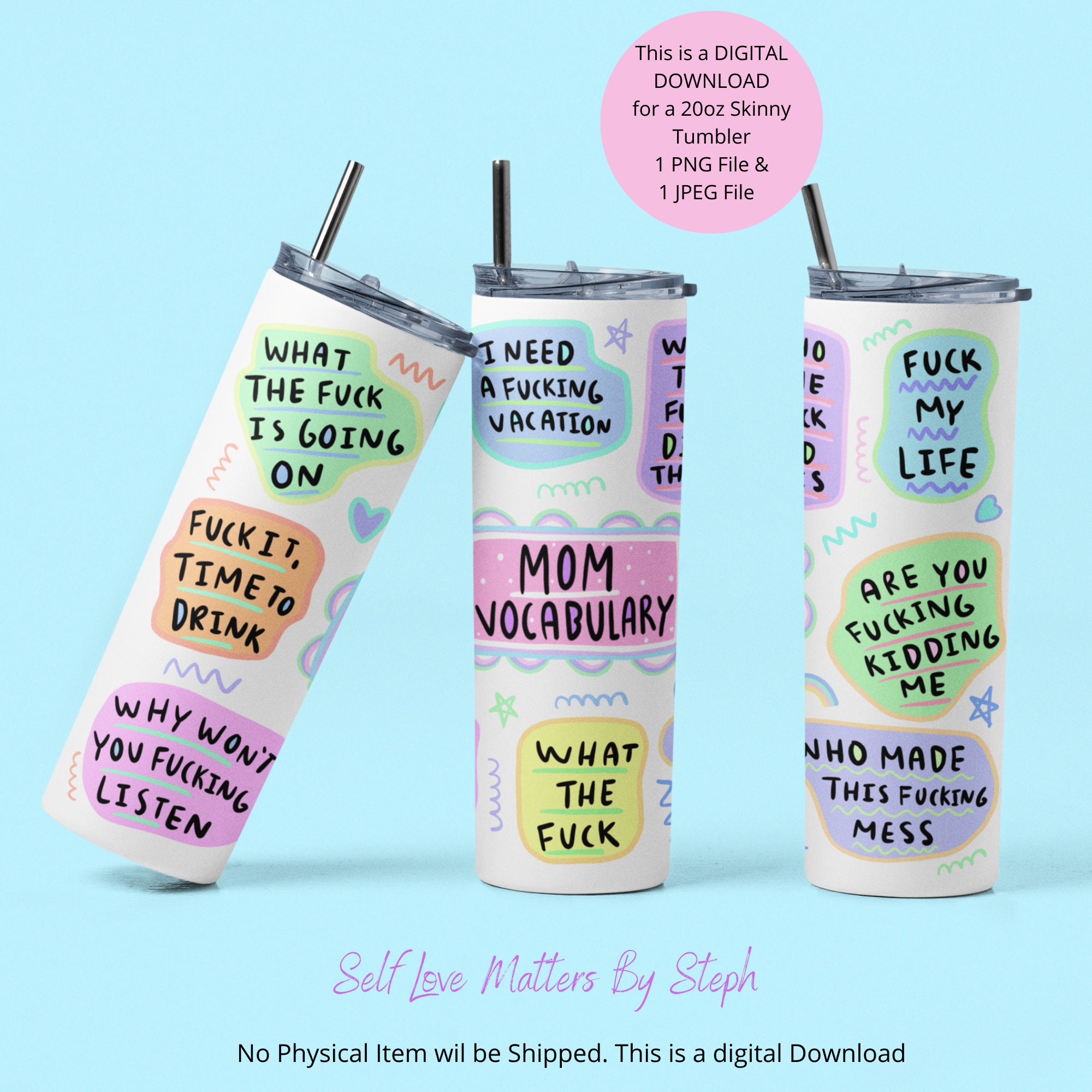 Bonus Mom Tumbler Wrap PNG Mothers Day 20 Oz Skinny Tumbler 