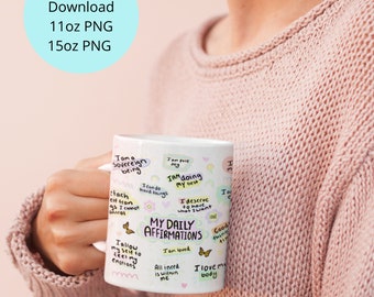 11oz coffee mug png, Mug Sublimation Designs Download, Digital Sublimation Downloads, mug png files for sublimation, Affirmation PNG File