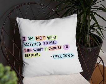 Quote Throw Pillow, Carl Jung Quote, Inspirational Throw Pillow, Therapy Office Decor, Counseling Office Therapy Quote Family Therapist Gift