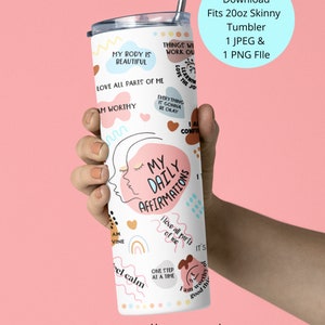 20 oz skinny tumbler design sublimation, Mental Health PNG, 20 oz Tumbler PNG Designs, 20 Oz Tumbler Wrap, Daily Affirmations, Tumbler Png