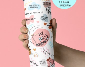 20 oz skinny tumbler design sublimation, Mental Health PNG, 20 oz Tumbler PNG Designs, 20 Oz Tumbler Wrap, Daily Affirmations, Tumbler Png
