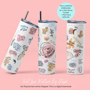 Teacher Daily Affirmations Tumbler PNG, Mom Affirmations Tumbler PNG, Gift For Wife, Skinny Tumbler Sublimation Designs, Cute Tumbler Wraps