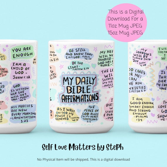 Christian Mug Sublimation Designs, Positive Quote Mug, 11oz Mug Png File, Religious Gifts, Bible Verse Printable, Positive Mug Png Files