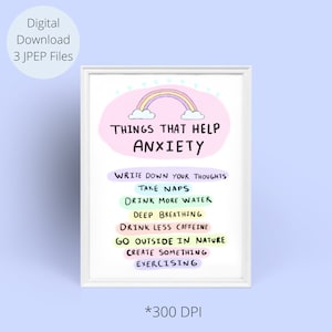 Anxiety Digital Print, Mental health Digital Download, Therapy, Counseling Office Wall Art,Anxiety, Mental Health Decor, School Psychologist