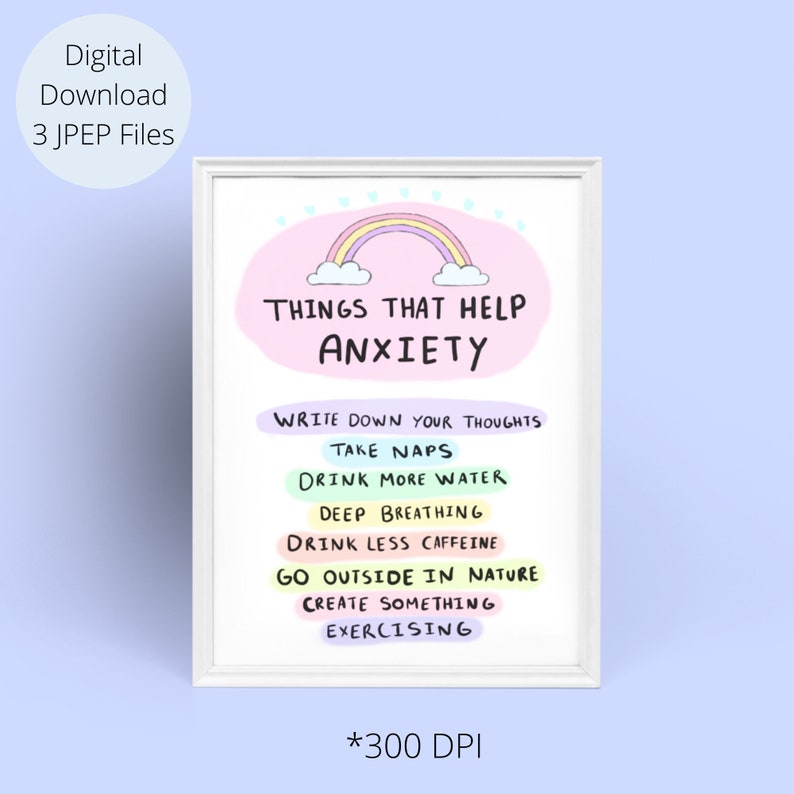 Anxiety Digital Print, Mental Health Digital Download, Therapy ...