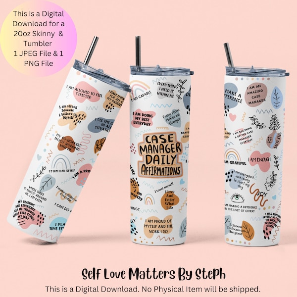 Case Manager Tumbler PNG, Case Manager Tumbler Sublimation Designs, Gift For Case Manager, 20 oz Tumbler Template, Straight Tumbler PNG File