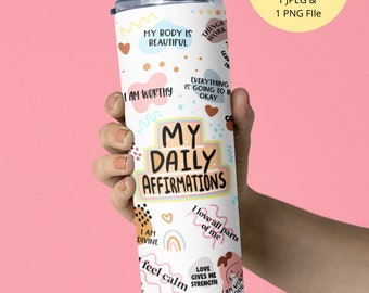 20 oz skinny tumbler design sublimation, Mental Health PNG, 20 oz Tumbler PNG Designs, 20 Oz Tumbler Wrap, Daily Affirmations, Tumbler Png