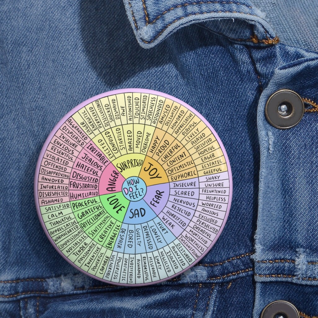 Feelings Wheel Pin, Emotions Wheel, Mental Health Pin, Therapy Tools ...