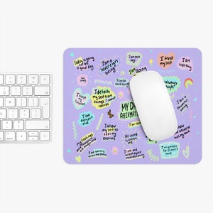 Cute Mousepad, Aesthetic Mousepad,  Pastel Mousepad, Mental health mousepad, Daily Affirmations, Self Care Gift, Aesthetic Desk Decor