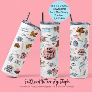 20oz Skinny Tumbler Christian Bible Verse Affirmations Sublimation Design Templates Bible Verse Tumbler PNG, Digital Download, Inspirational