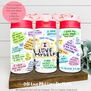 Kid Daily Affirmations Tumbler Wrap, 12 Oz Flip Top Tumbler, Kids Water Bottle Sublimation Design, Digital Download 12 oz Sippy Cup Wrap PNG