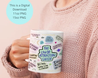 DIGITAL Sublimation Download for Law of Attraction Mug, Mug PNG File, Instant Download, PNG File, Mug Files, Self Love Mug, Self Care