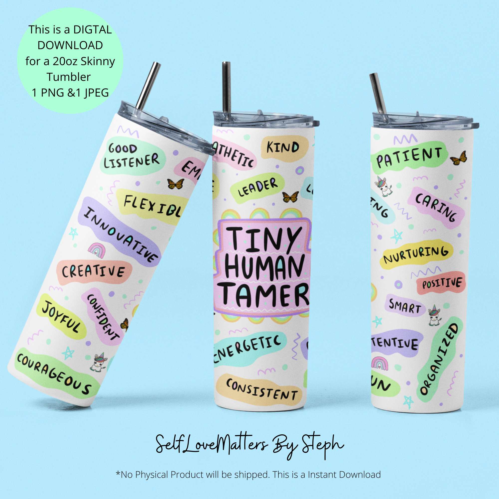 Teacher Affirmations 20 oz Skinny Tumbler Wrap Sublimation Tumbler, Bo –  Simply Perfect Designs