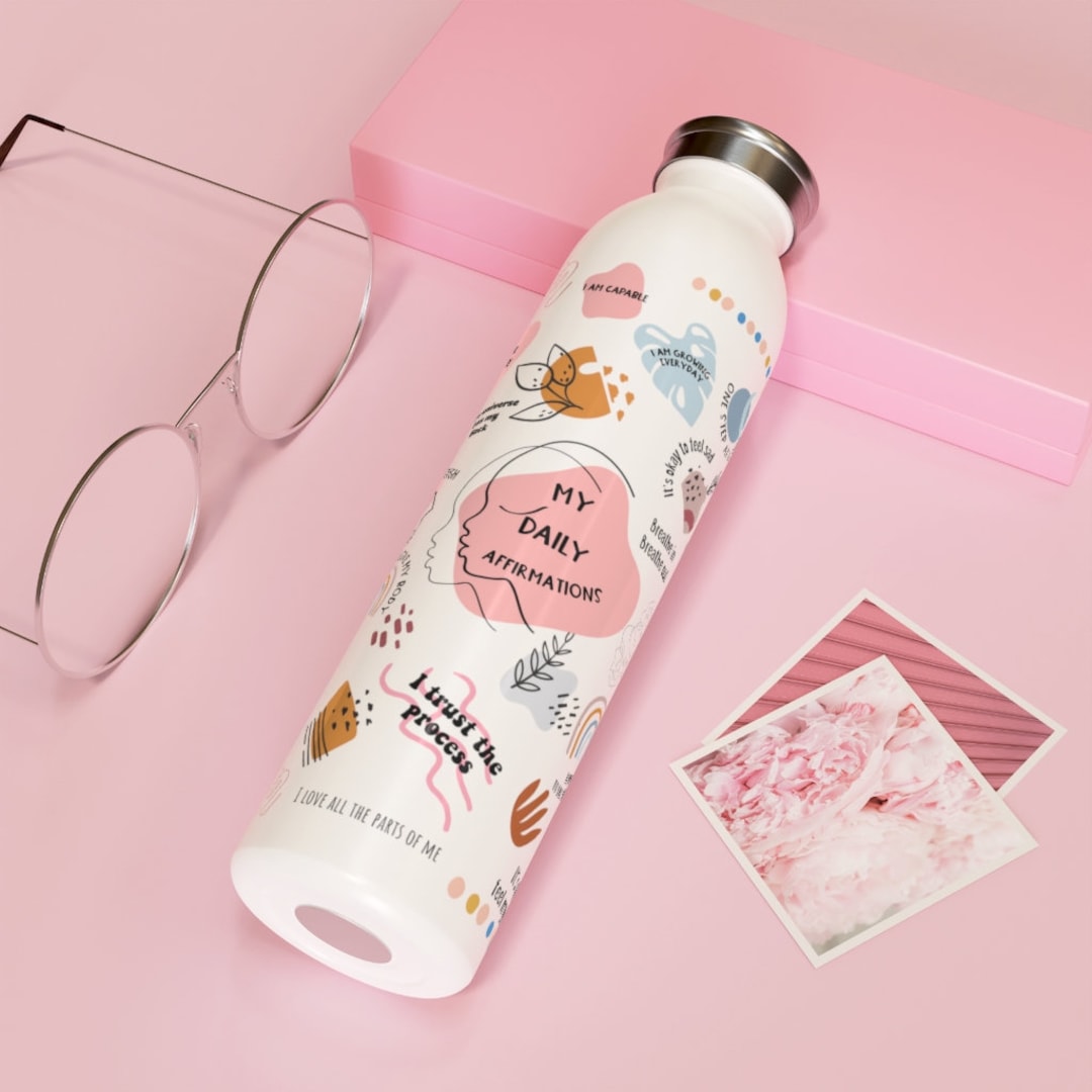 20oz Skinny Water Bottle Daily Affirmations Positive Water Bottle, Inspirational Water Bottle