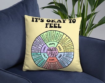 Feelings Wheel Pillow, Emotions Wheel Pillow, Wheel Of Emotions Pillow, Mental Health, Therapist Office Decor, Psychologist Decor, Counselor