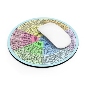 Feelings Wheel MOUSE Pad, Wheel Of Emotions, Self Awareness, Gift For Therapist, Therapist Office Decor, Emotions Wheel, Colorful Mouse Pad