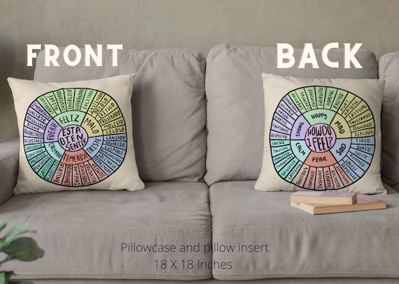 Feelings Wheel Pillow Case, Emotions Wheel, Therapy Tools For All, Therapist Office Decor, Psychologist Decor, Feelings Chart Therapist Gift