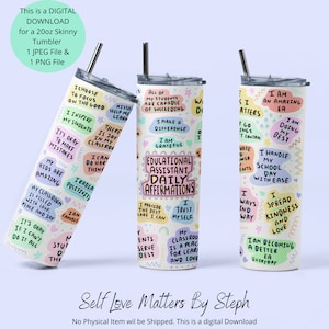 Educational Assistant Tumbler Wrap Png, Educational Assistant Gift, Skinny tumbler Sublimation Design, Seamless Tumbler Template Tumbler PNG