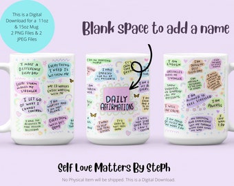 Custom Blank Nurse Daily Affirmations Mug PNG, 11oz coffee mug PNG, 15oz mug sublimation designs Mug PNG File Mug png files for sublimation