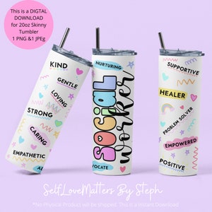 Social Worker Tumbler PNG, Social Worker Tumbler Wrap, Social Work 20oz Skinny Tumbler DESIGN, Sublimations Design PNG, Social Worker Gift
