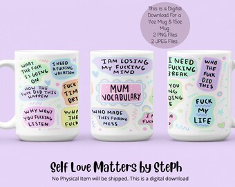 Mum Vocabulary Mug PNG File, Mug Png For Sublimation, Mug Wraps For Mum, 15 oz Mug Wrap Template Gift For Mum Funny Mum Mug Digital Download