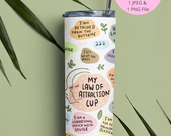 LAW OF ATTRACTION Tumbler Wrap png, Law of Attraction Tumbler Sublimation Design, 20oz Skinny Tumbler Wrap Cute Tumbler Wraps Spirituelles Geschenk