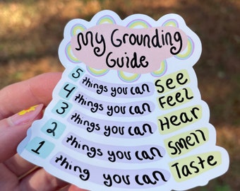 Grounding Guide, Mental Health Sticker, Erdungsübungen, Therapietools, Vinyl Sticker, Mental Health Sticker für Laptop, Selbstpflege Geschenk