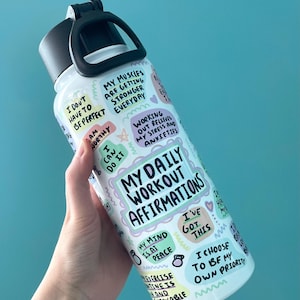 Affirmationer, 90 cl vattenflaska, träningspresenter till henne, fitnesspresenter till kvinnor, träningsmotivationsmugg, motivationsträningspresenter till kvinnor bild 2