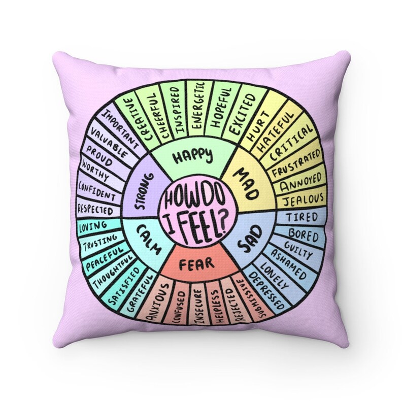 Feelings Wheel Pillow Wheel of Feelings Emotions Chart Self Etsy