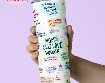 Mom Affirmation Tumbler Wrap, Mom's Self Love PNG, Mom Daily Affirmations Tumbler, Mom 20oz Tumbler PNG Tumbler Sublimation Design For Women